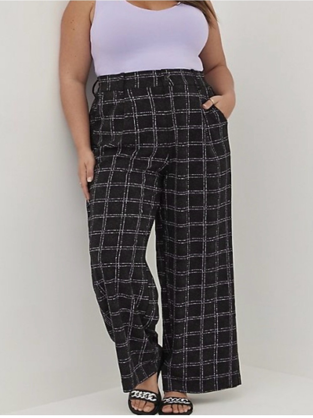 torrid Black Windowpane Wide-Leg Pants